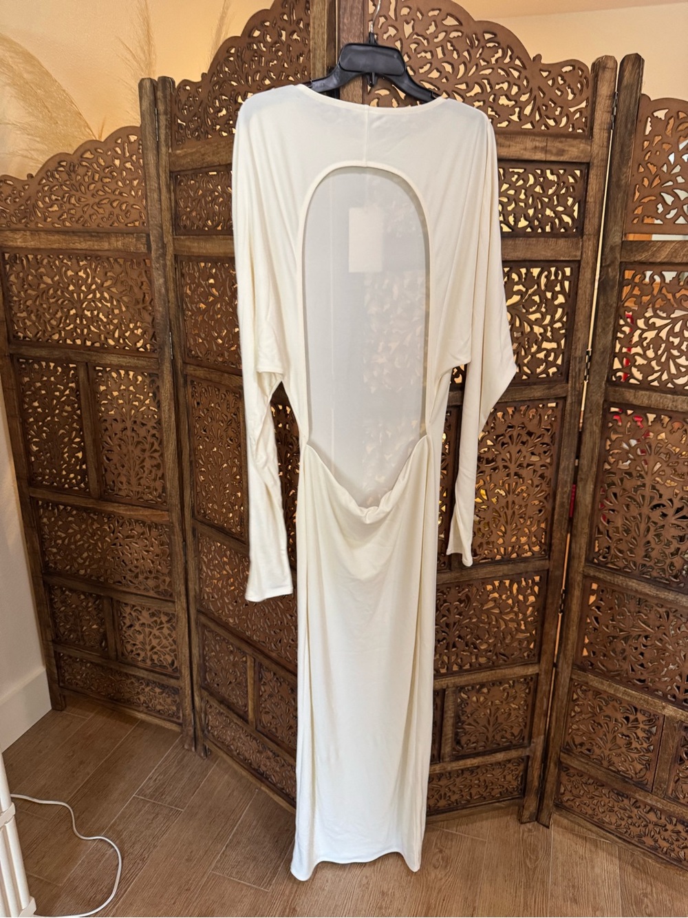 Helsa Matte Jersey Open Back Dress Ivory NEW NWT - Picture 4 of 5